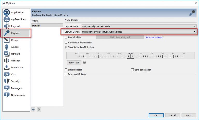 Add voice activity detection teamspeak 3 что делать